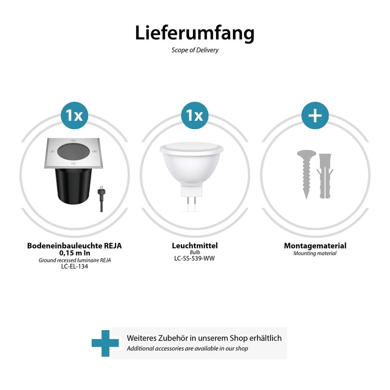ledscom.de Reja Recessed Floor Spotlight for Outdoor Use Stainless Steel