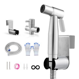 Handheld Bidet Sprayer for Toilet, Adjustable Water Pressure Control with Bidet Hose, Cloth Diaper Sprayer, Toilet Faucet Sprayer and Bidet Attachment, Stainless Steel Bathroom Accessories