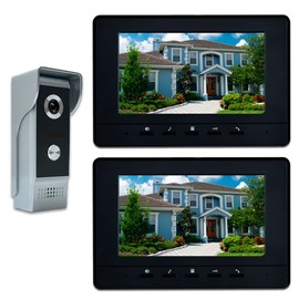 AMOCAM Video Intercom System, 7 Inches Video Doorbell Door phone System, Wired Video Door Phone HD Camera kits Dual-way Intercom for Villa House Office Apartment 1-IR camera 2-LCD color monitor