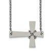 Solid Real Stainless Steel Sideways Cross Chain Necklace - with