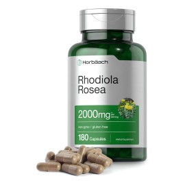 Rhodiola Rosea 2000mg Horbaach 180 Cpsulas Extracto Estandarizado de Raz Alta Concentracin Suplemento sin Gluten Sin OGM Frmula Vegetariana           