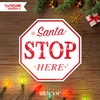 SantaStopHereWhiteStopSign - Letrero de parada de Navidad (30,5 x 30,5