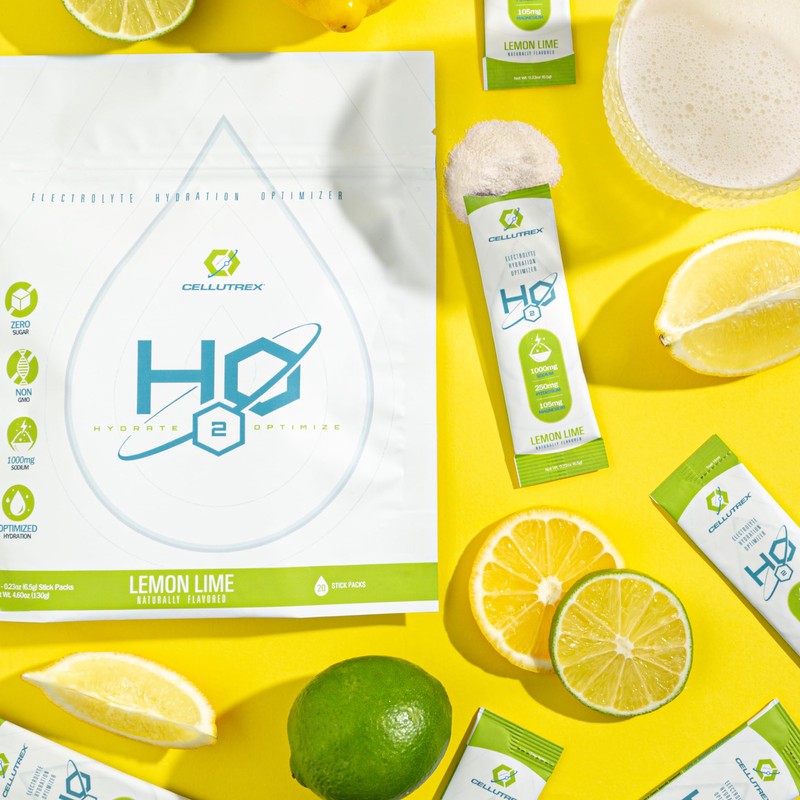 Cellutrex H2O Lemon Lime Zero Sugar Electrolyte Salt Hydration Packets,