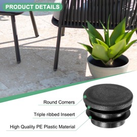 M METERXITY 30 Pack Round Plastic Plug, OD 28mm Furniture Tube Inserts Pipe Hole End Caps for Tubing Post/Glide Insert for Pipe Post/Table Chair Leg/Metal Tubing/Fence [Black]