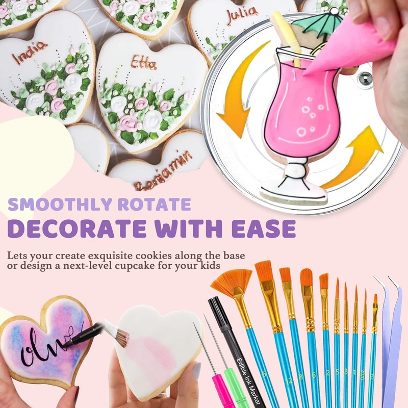 LUSHYUM Cookie Decorating Kit 118pcs with Storage Case, Royal Sugar