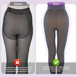 UISLII Fleece Lined Tights Women, Warm Pantyhose leggings Women,Fake Translucent Thermal Skin Colored Tights for Winter(Grey Foot Medium -Medium Height)