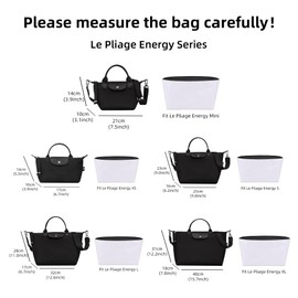 DGAZ Lightweight Purse Organizer Insert for Longchamp Le Pliage Energy Series Bag,silk and DupontPaper handbag inner for Luxury Bags(Rose dragee,Le Pliage Energy L)