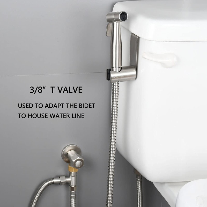 Bidet T Adapter, Biveah Stainless Steel Angle Stop Add-A-Tee Valve