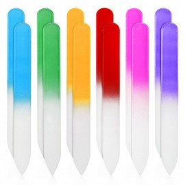12 Pieces Glass Nail Files for Acrylic Nails， Double Sided Emery Boards for Acrylic Nails Fingernail Files Kit Multicolored