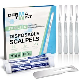 DermaTwist 14R Dermaplane Razor for Women Face – 20-Pack Sterile Disposable Dermaplane Scalpels Facial Razors for Women Face Dermaplaning Professional Face Shaver