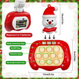 1 Pack Christmas 2024 Fast Push Game Fidget Toys for Kids, Light Up Pop Game Sensory Toys, Quick Push Handheld Games Kids Toys, Push Bubble Kids Games, (Santa or Snowman Style Random)