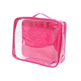 Medium Clear Travel Packing Cube / See-Through Clothes Organizer for Carry on & Checked Suitcase, RV or Camping / Transparent Storage Cell / Doll Storage / Game Day Stadium Approved (Pink)
