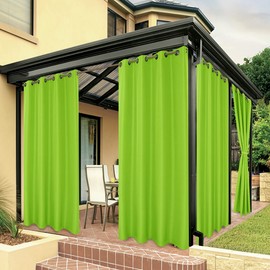 BONZER Outdoor Waterproof Curtains for Patio Privacy Grommet Sunlight Blocking Outside Curtains for Gazebo, Porch, Pergola, Pavilion, 1 Panel, 54W x 95L inch, Green