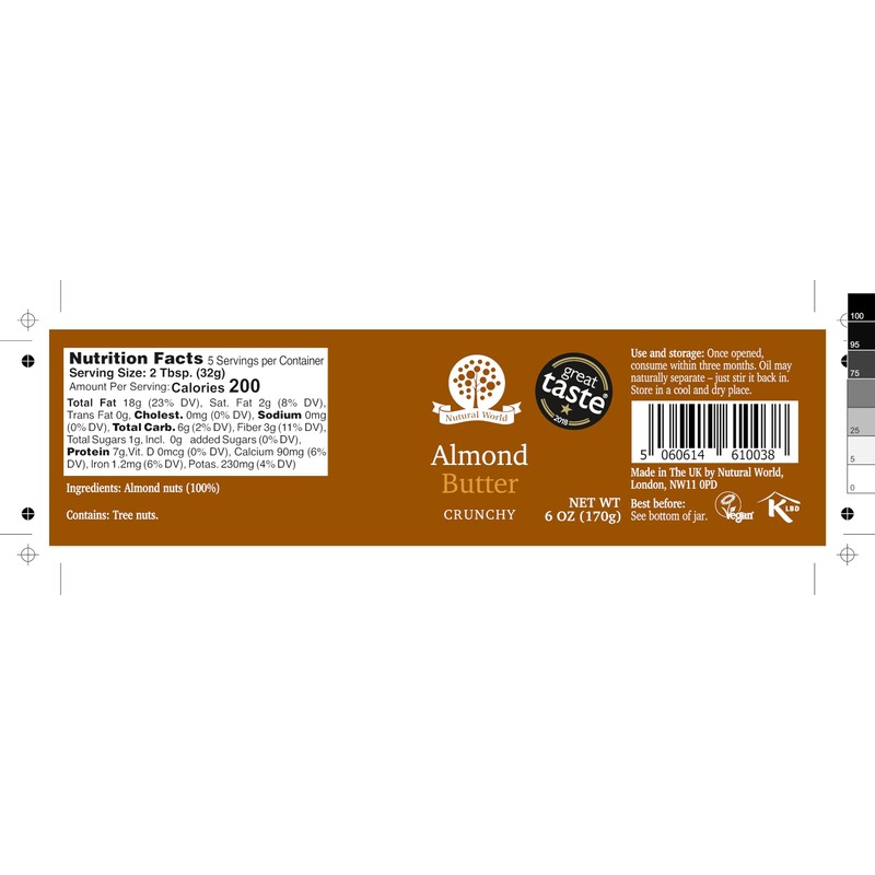 Nutural World - Crunchy Almond Nut Butter 6 Oz (170g)