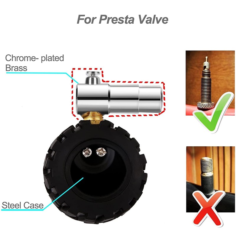 Presta Valve Gauge, GODESON Analog Presta Valve Bicycle Tire Pressure