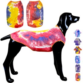 D.E.E Cotton Dog Shirts Large Tie Dye Dog Clothes Lightweight Girl Boy Big (VestOrange, 2X-Large)