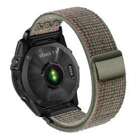 HaruYo QuickFit 26 mm Strap compatible with Garmin Descent Mk3i 51mm/ tactix 7 AMOLED/Fenix 7X Pro Solar/7X/6X GPS/Pro, Paste Watch Band, Nylon Braided Replacement Bracelet Strap Green orange