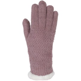 styleBREAKER 09010040 Women's Warm Winter Gloves with Rice Grain Pattern and Fleece, Thermal Knitted Gloves, Finger Gloves, mauve