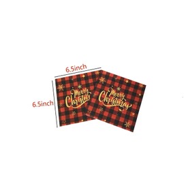 40pcs Christmas Napkins 2 Ply Red White Black Christmas Themed Guest Napkins Winter Paper Napkins Disposable Hand Towels for Christmas Holiday Table Decorations 6.5"