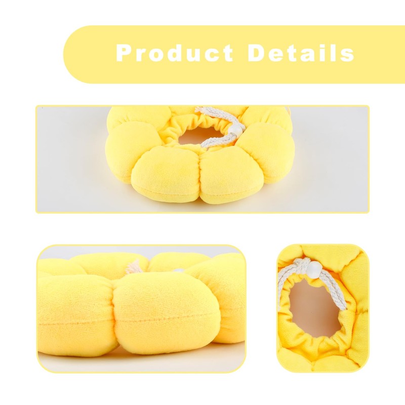 Bojueshaw Cute Sunflower Cat Recovery Collar,Soft Adjustable,Cute Post-Surgery Cone Collar