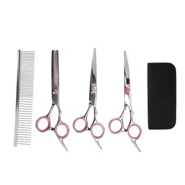 Pet Rabbit Grooming Scissors Stainless Steel Round Tip 4 in 1 Small Pet Hair Trimming Scissors Set