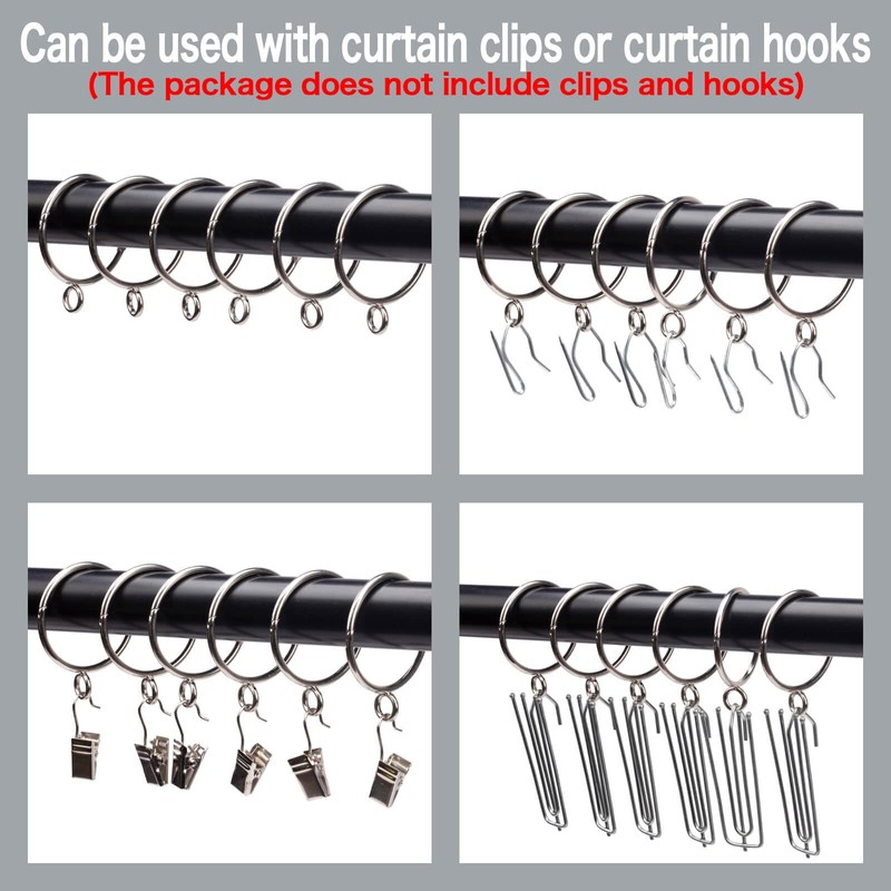 Openable Curtain Rings with Eyelets,1inch Heavy Duty Rustproof Metal Drapery