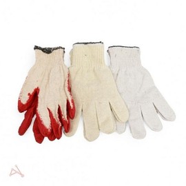 Thin Cotton Rubber-Coated Work Gloves Red Standard 20ea