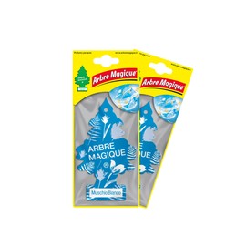 Arbre Magique Duo-Pack Weißer Moschus – Auto-Lufterfrischer – 7 Wochen frischer und entspannender Duft – konstante Haltbarkeit – Sauberes Pfofumo – Frisches und entspannendes Aroma