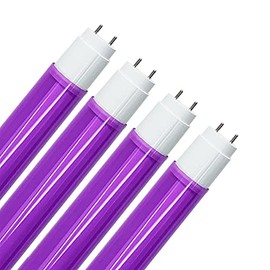 KastLite LED T8 Bulb Combo with Fluorescent T8 Safety Sleeves | Purple | 48" Electronic Ballast Compatible/Ballast Bypass | Type A+B | 4000K, 2,500LM, 147LM/W | UL & DLC Listed | 4 Pack