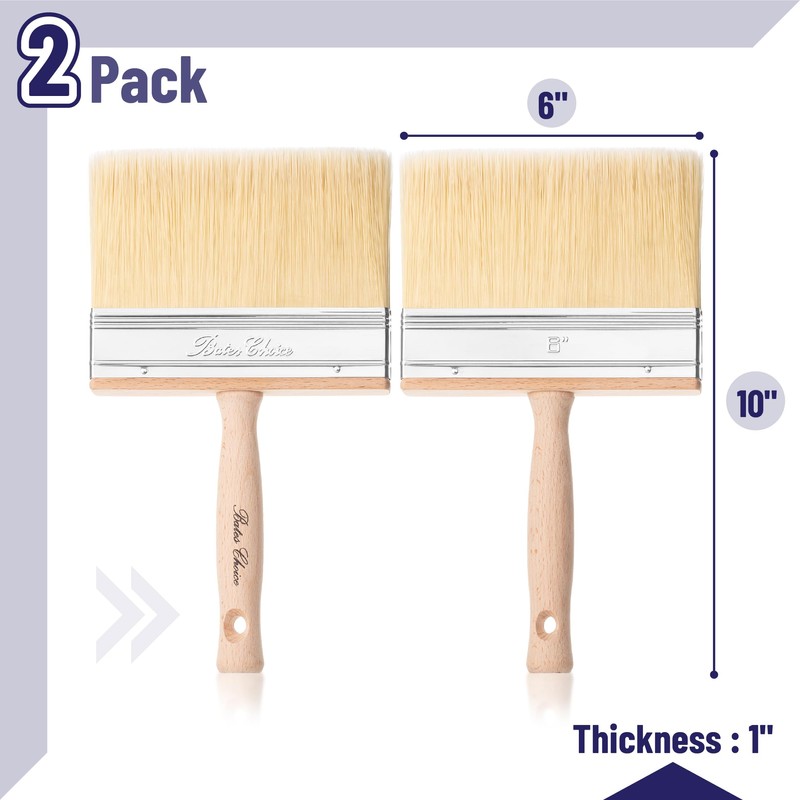 Bates- Deck Stain Brush, 6 Inch, 2 Pack, Wooden Handle,