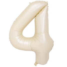 onehous Cream White 4 Balloons, 40 Inch Large Foil Balloons Number 4 Beige, Self Inflating Helium Balloons Number 4 for Boys Girls Birthday Party Boho Wedding Decorations Supplies (Cream White#4)