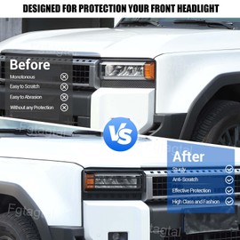 Front Headlight Cover Guard Fit for Toyota Land Cruiser 250 Prado J250 LC250 2024 2025, Front Lamp Headlight Cover Trim Bezels Decorative Protection Trim Cover, 2PCS, Carbon Steel