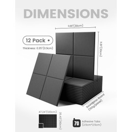 Large Felt Bulletin Board 48" x 36" Cork Board Alternative-12 Pack with 70 Safe Removable Adhesive Tabs, Cork Boards for Walls for Home Office Classroom Pin Board-Black