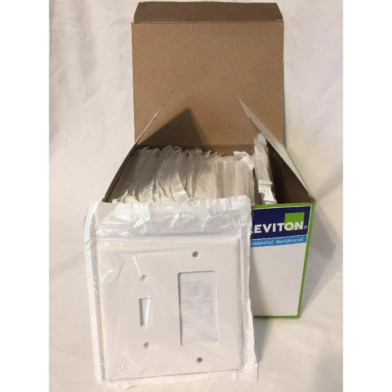 Leviton 80605-W 2-Gang 1-Toggle 1-Decora/GFCI Combo Wall-Plate Outlet Cover Mid