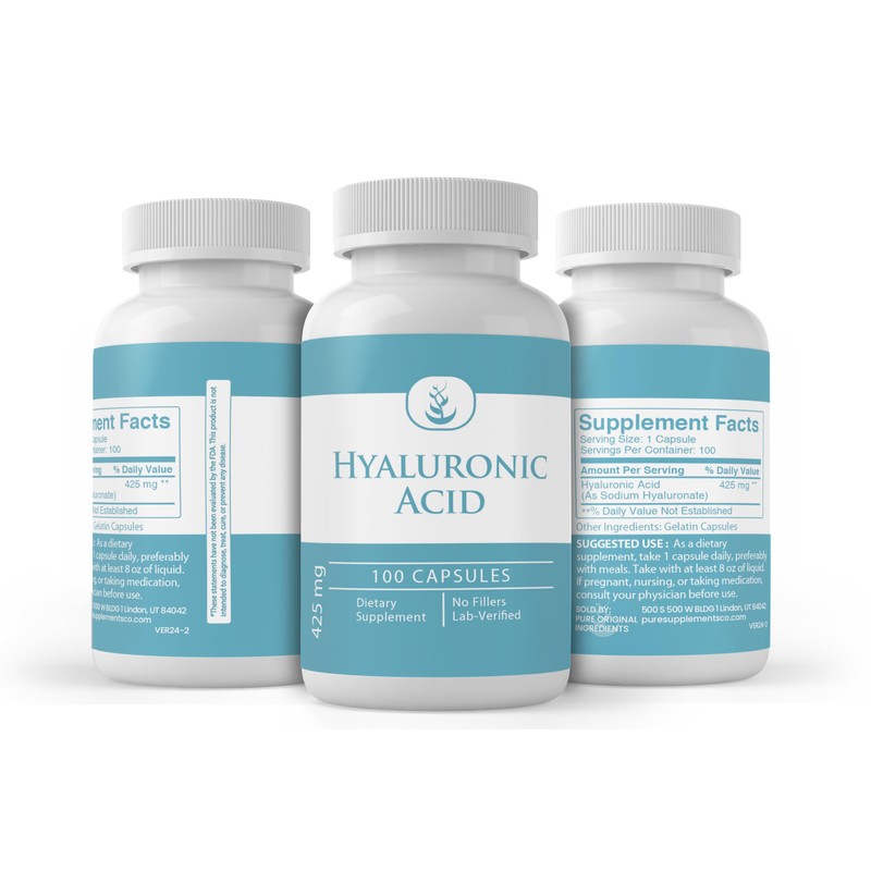 Pure Original Ingredients Hyaluronic Acid, (100 Capsules) Always Pure, No