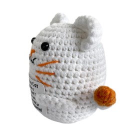 Roccadecor Positive Crochet Cat, Emotional Support Knitted Mini Animals, Cats Gift for Women Friends Sisters Coworkers