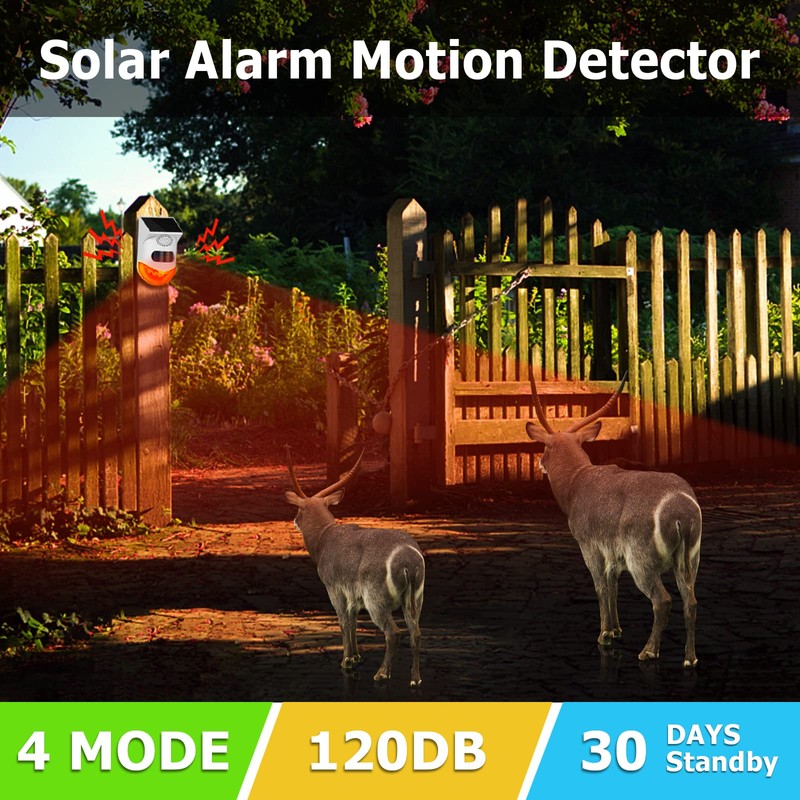 Solar Strobe Alarm Light with Motion Sensor Siren Outdoor Alarm