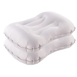 SUTAFOR Inflatable Cushion, Pack of 2, Ultralight Camping Pillow, 73 g, Travel Pillow, Inflatable Soft Beach Cushion, Air Cushion for Outdoor, Hiking, 41 x 28 cm, Grey