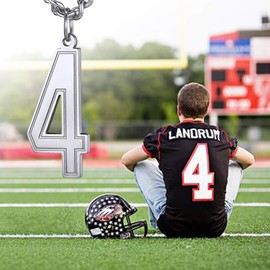 GOLDCHIC JEWELRY Baseball Number Necklace Lucky Number Pendant Necklace Silver Sports Baseball Wear Number Stainless Steel Necklace Chain for Men/Women