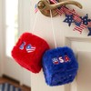 4th of July Fuzzy Dice for Car Mirror, Patriotic Red