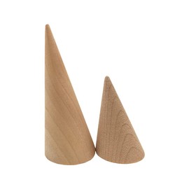 2 Pcs Cone Wooden Finger Ring Display Stand Holder Jewelry Display Showcase Organizer