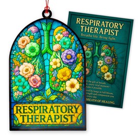 Respiratory Therapist Gifts - Respiratory Therapist Accessories - Respiratory Therapist Card - Christmas Ornament 2025 - Suncatcher Effect Stained Glass Window Hanging - car Hanging