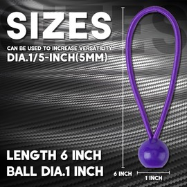 Cartman 30 Pack 6 Inch Ball Bungee Cords Canopy Ties with Elastic String for Canopy, Tarp, Straps, Tent, Pure Purple