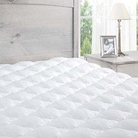 ExceptionalSheets Pillowtop Mattress Topper with Fitted Skirt - Extra Plush Mattress Pad Found in Marriott Hotels - Removable Pillowtop Mattress Pad - Made in The USA - Twin Size