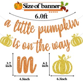 Orange Glitter A Little Pumpkin is on the Way Banner, Sweet Little Pumpkin Party Sign, Funny Fall Pumpkin Themed Baby Shower Party Decorations Supplies