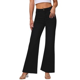 KDF Black Jeans Womens Wide Leg Pants Flare Bell Bottom 2025 Trendy Size 6