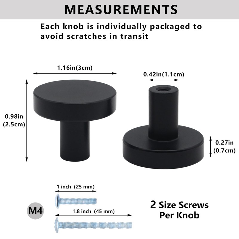 HANIHUA 50 Pack Matte Black Cabinet Knobs Drawer Knobs, Kitchen