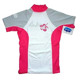 Ascan Katie Surf n Kite Lady Rashguard Spandex Shirt Short UV Protection Surf Kite Wake, White