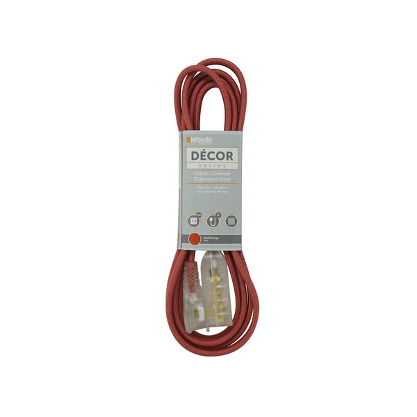 Woods 64600701 Decor Series 8-Foot Fabric Braided Indoor Extension Cord