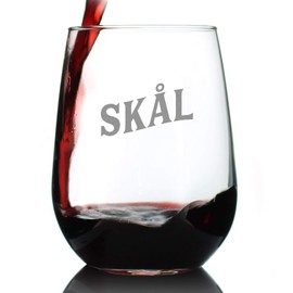 Skal - Norwegian Cheers - Stemless Wine Glass - Cute Sweden and Norway Themed Gifts and Decor for Women - Large